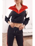 Bequemer Trainingsanzug, Sweatshirt mit Stehkragen und Hose, Rot und Schwarz 01039 - Online-Shop - Boutique